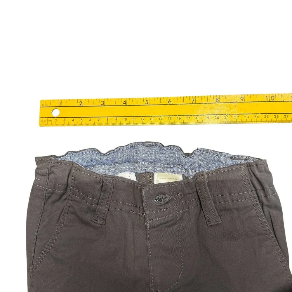 OshKosh B'gosh Baby Boys Gray Twill Pants Elastic Waist‎ Button Closure Size 12M